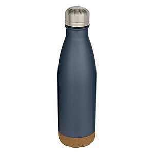 Cove 500 ml double wall vacuum insulated stainless steel water bottle with cork details, hale blue