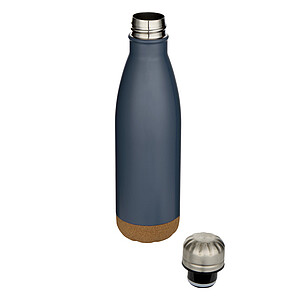 Cove 500 ml double wall vacuum insulated stainless steel water bottle with cork details, hale blue