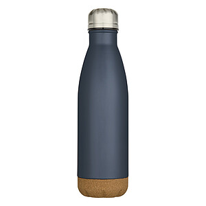 Cove 500 ml double wall vacuum insulated stainless steel water bottle with cork details, hale blue