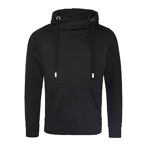 Cross neck hoodie JUST HOODS, Jet Black, size XS