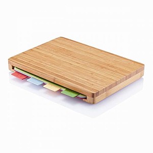 Cutting board with 4pcs hygienic boards, brown