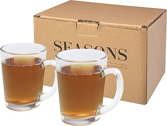 DAMULSA Sada 2 skleněných hrnků na čaj, 300 ml, transparentní