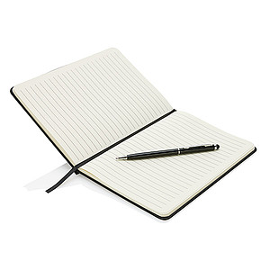 Deluxe A5 notebook with stylus pen, black