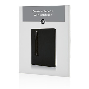 Deluxe A5 notebook with stylus pen, black