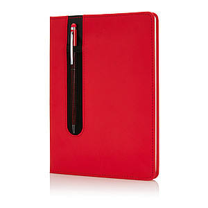 Deluxe A5 notebook with stylus pen, red