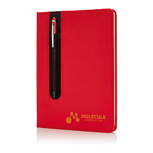 Deluxe A5 notebook with stylus pen, red