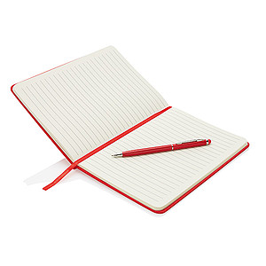 Deluxe A5 notebook with stylus pen, red