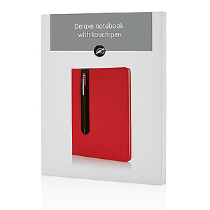 Deluxe A5 notebook with stylus pen, red