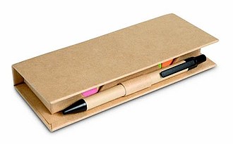 Desk set in brown paper box, beige