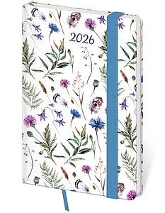 Diář týdenní kapesní Vario - Wildflowers s gumičkou 2026