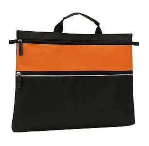 Document bag with a zip on the front pocket and 1 main pocket,colour black, orange