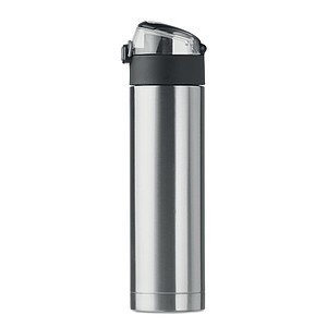 Double wall drinking bottle in stainless steel with security lock on the lid