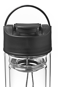 Double wall glass bottle with stainless steel sieve, leakproof
