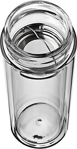 Double wall glass bottle with stainless steel sieve, leakproof