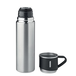 Double wall stainless steel vacuum insulated flask with leak-free cup lid