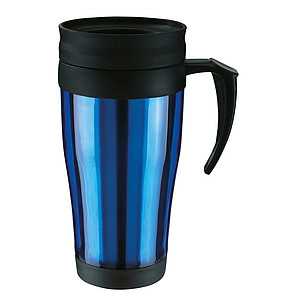 Double-walled cup "Warm-up" with lid, 400 ml,colour blue