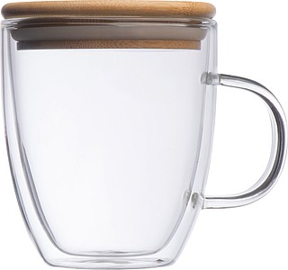 Double-walled glass with handle and 350 ml filling capacity