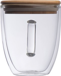 Double-walled glass with handle and 350 ml filling capacity