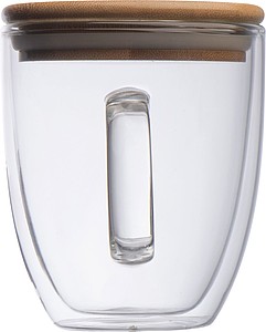 Double-walled glass with handle and 350 ml filling capacity