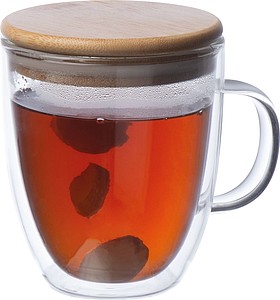 Double-walled glass with handle and 350 ml filling capacity