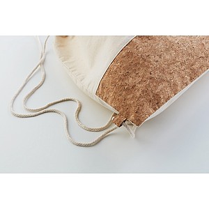 Drawstring bag w/ cork detail
