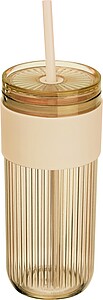 Drinking cup with straw, 660 ml, beige