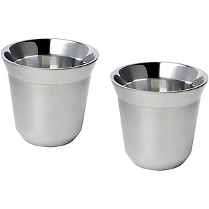Duo 80 ml RCS certified stainless steel espresso cup set, silver