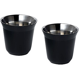 Duo 80 ml RCS certified stainless steel espresso cup set, solid black