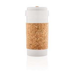 ECO PLA 400ml can with cork sleeve, white