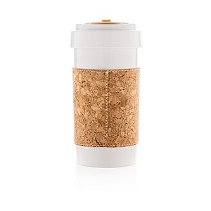 ECO PLA 400ml can with cork sleeve, white