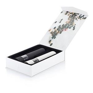 Electric pepper and salt mill set, white
