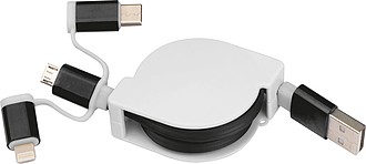 Extendable charging cable with 3 plugs