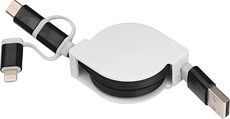 Extendable charging cable with 3 plugs