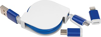 Extendable charging cable with 3 plugs
