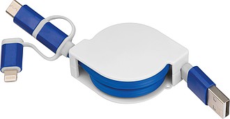 Extendable charging cable with 3 plugs