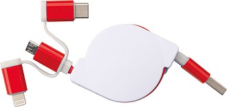 Extendable charging cable with 3 plugs