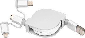 Extendable charging cable with 3 plugs