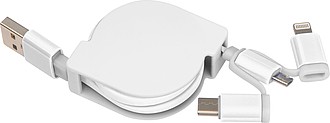 Extendable charging cable with 3 plugs