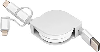 Extendable charging cable with 3 plugs
