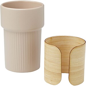 Fika 340 ml tumbler with bamboo sleeve, oatmeal