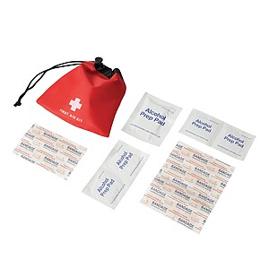 First aid kit, 13 pieces, red