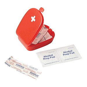 First aid kit, 6 pieces, red