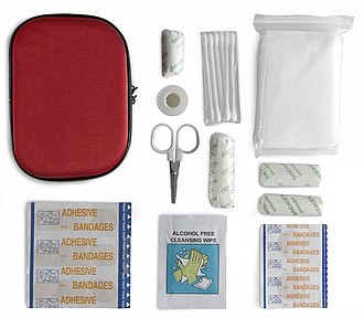 First aid kit, red