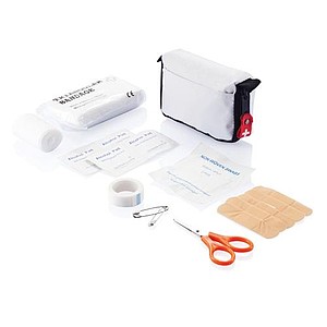 First aid set in pouch, white
