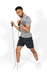 Fitness heavy resistance tube in pouch, grey