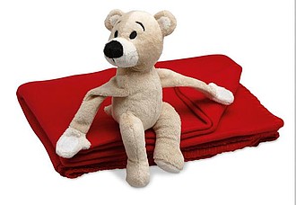 Fleece Blanket with bear, red
