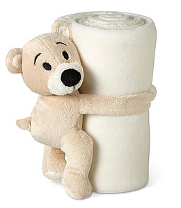 Fleece Blanket with bear, white