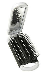 Foldable hair brush with mirrorWhite