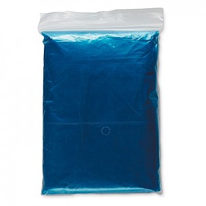 Foldable raincoat in polybag, blue