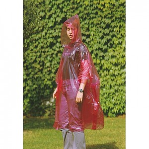 Foldable raincoat in polybag, red